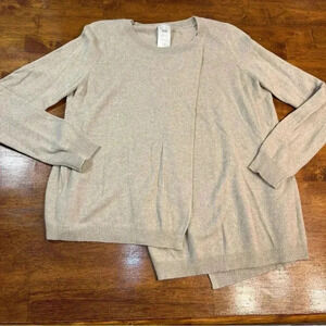 Minnie Rose Cream Cashmere drape layering sweater size medium